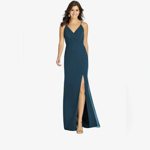 Dessy Collection Dresses | Dessy Criss Cross Back Mermaid Wrap Dress In Atlantic Blue | Color: Blue | Size: 10 | Wholelottacharm's Closet